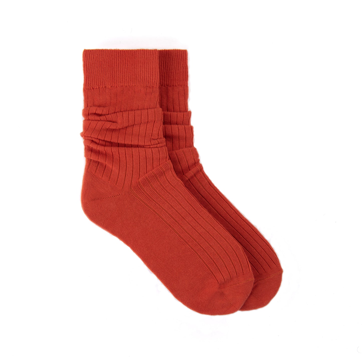 Ribbed Cotton Socks in Chili Red