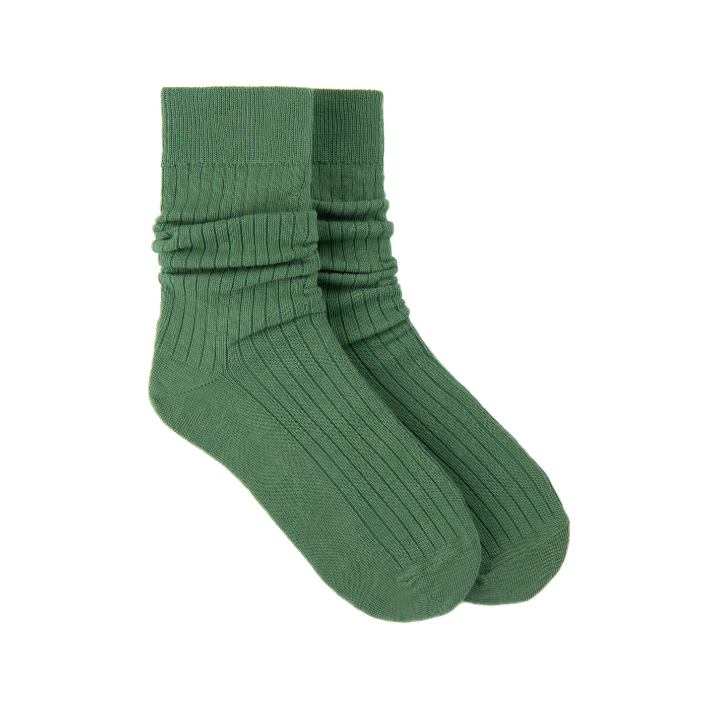 Ribbed Cotton Socks in Forest Green