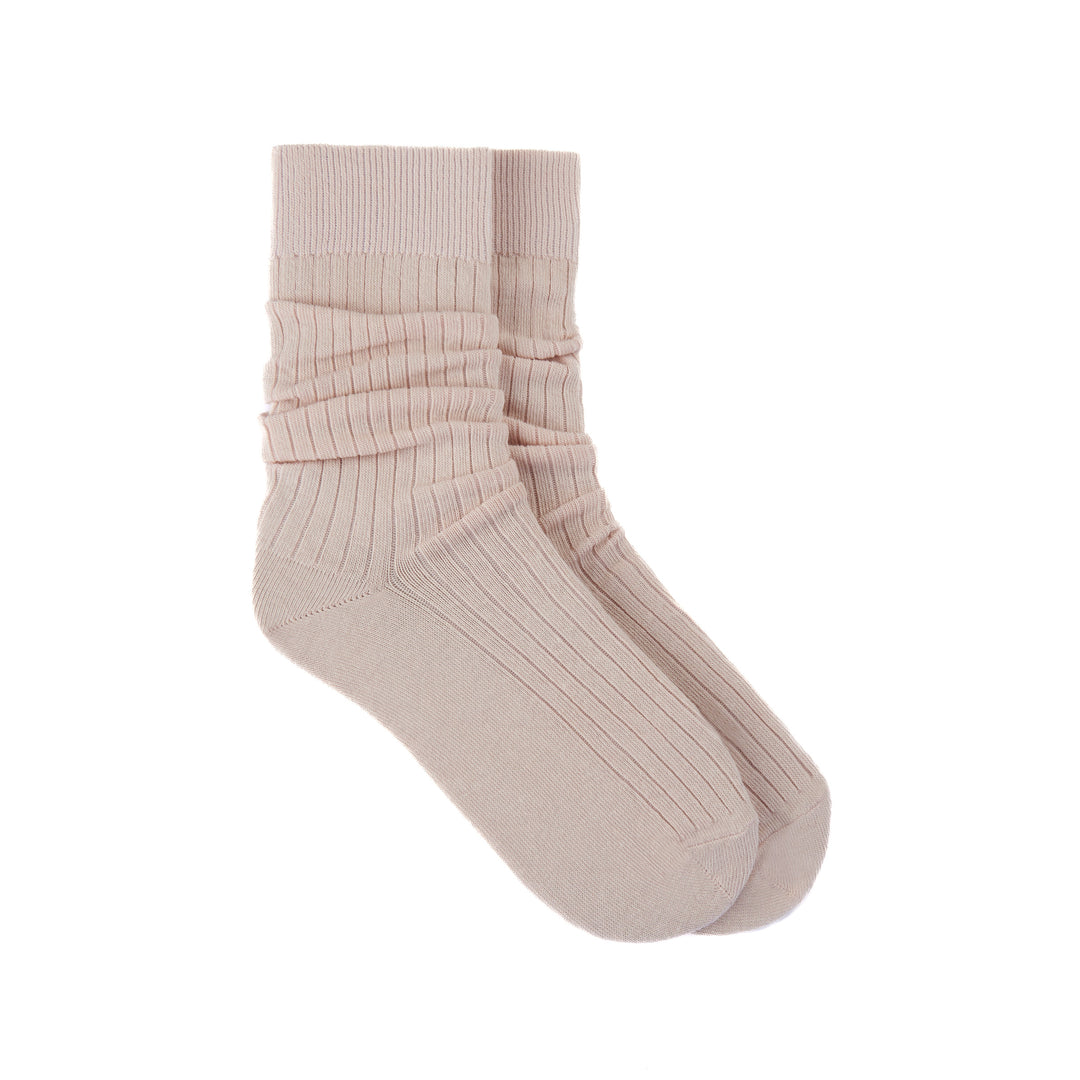 Ribbed Cotton Socks in Almond